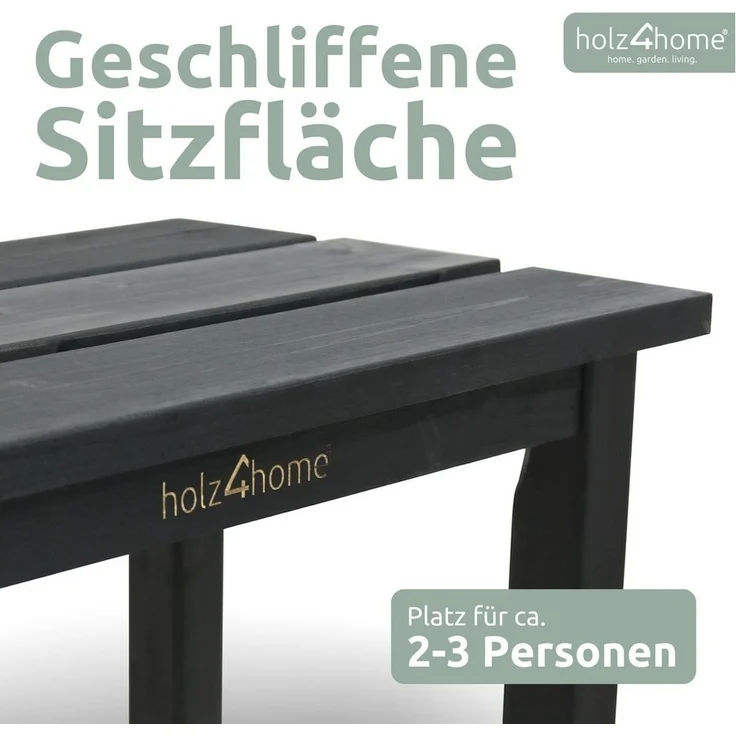 Holzbank für den Garten - Fichte - Schwarz – Bild 3