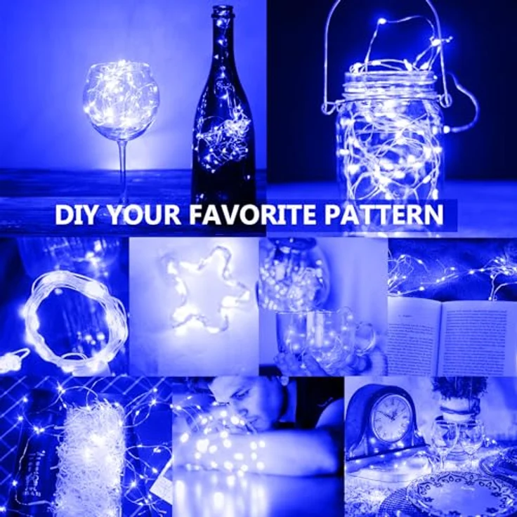 Jsdoin LED Mini Lichterkette mit Batterie, 6x20er Micro Lichterkette außen Batterie, 2M DIY kleine Lichterketten Wasserdicht für Party Hochzeit Weihnachten Beleuchtung Deko (Blau) – Bild 4