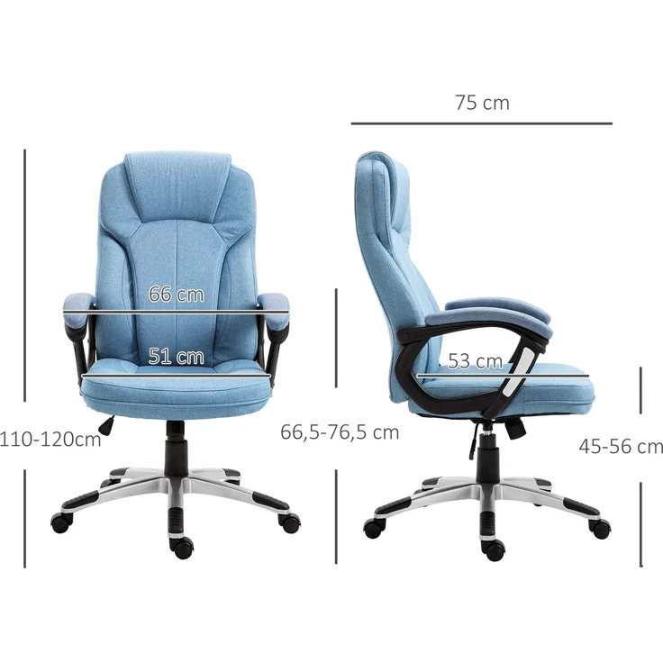 MELAYR, Bürostuhl Computerstuhl Drehstuhl höhenverstellbar Wippfunktion mit Kopfstütze und, 66 x 75 x 58 cm, Hellblau – Bild 5