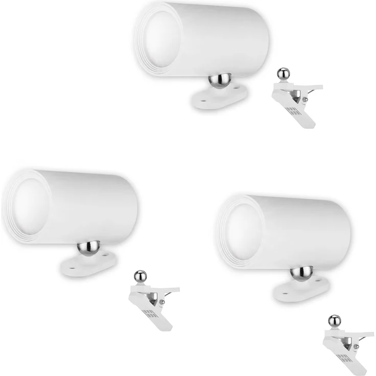 REV LED Wandleuchte innen SPARSET - 3x Wandlampe mit Akku, 120lm, dimmbar, 360° drehbar, kabellose Leselampe - ideal für Flur, Schlaf- & Wohnzimmer, weiß