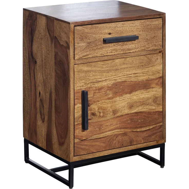 FINEBUY Nachttisch FB86252 (45x35x65 cm Massivholz Metall, Industrial), Nachtkästchen mit Schublade, Nachtkonsole Modern – Bild 6
