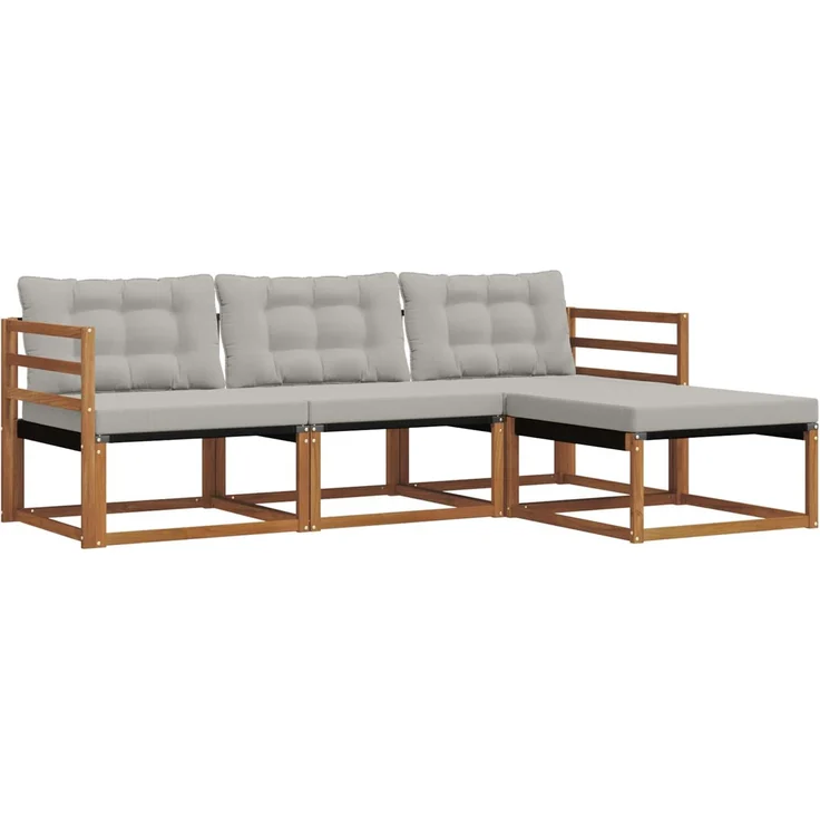 vidaXL Outdoor-Sofagarnitur 4 stk. 4-Sitzer Natur und Hellgrau 3369326 – Bild 2