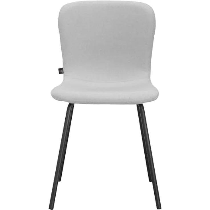 Ulmar Esszimmerstuhl 2er Set, Stoff Hellgrau, Polsterstuhl mit schwarzen Metallbeinen, moderner Essstuhl für Küche, Esszimmer und Wohnzimmer, 44 x 52 x 80 cm – Bild 2