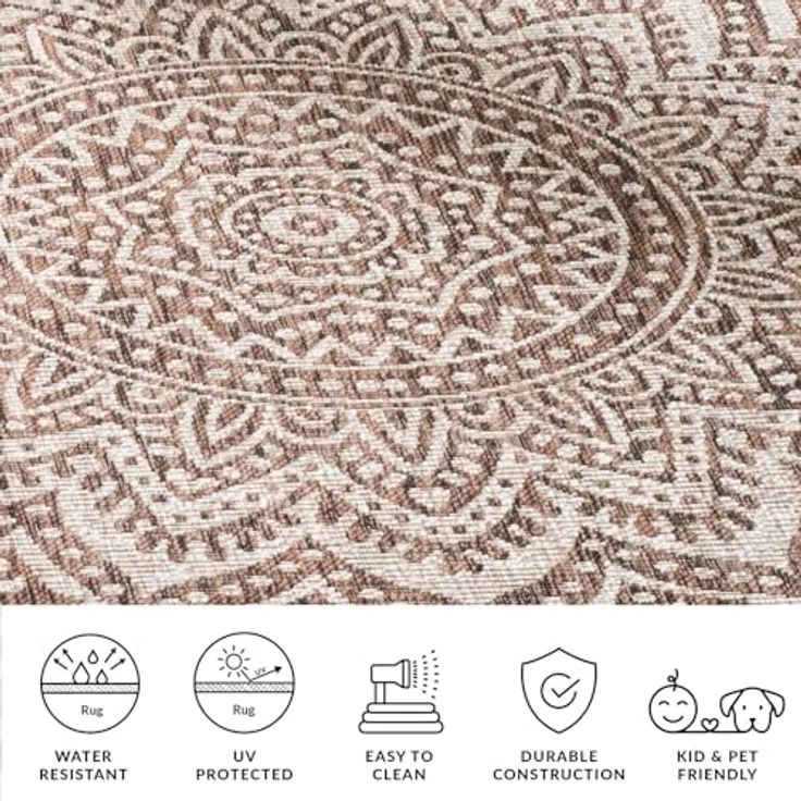 SAFAVIEH Zeitgenössische Teppich für Wohnzimmer, Esszimmer, Schlafzimmer - Courtyard Collection, Kurzer Flor, Hellbeige und Hellbraun, 160 X 231 cm – Bild 10