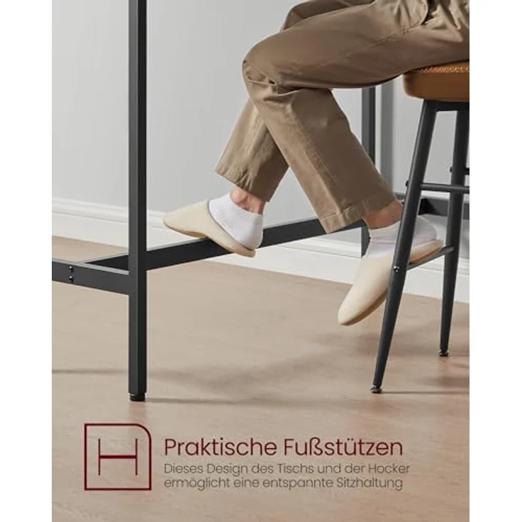 Vasagle Bartisch Bartisch-Set, Stehtisch(100 x 40 x 90 cm) mit 2 Barhockern – Bild 7