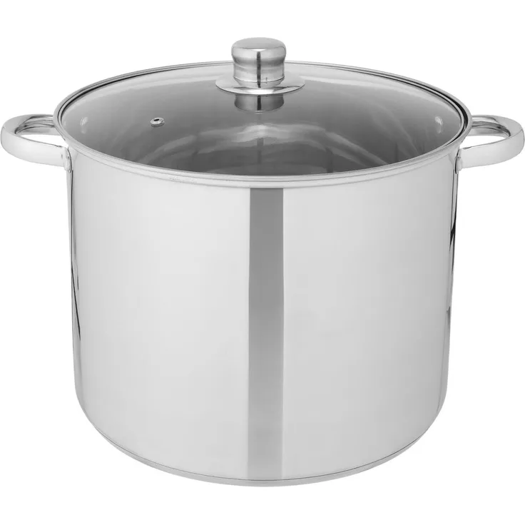 Brixy Suppentopf Stampftopf - Glasdeckel - 16,5L - 30 CM - Induktion Gas Keramik - Spülmaschinenfest - Edelstahl