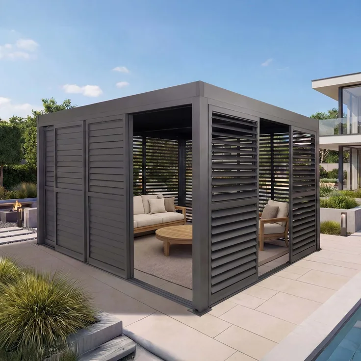 Mendler 'HWC-L46' Pergola, Regenrinne sturmfest, Aluminium anthrazit, 3x4 m