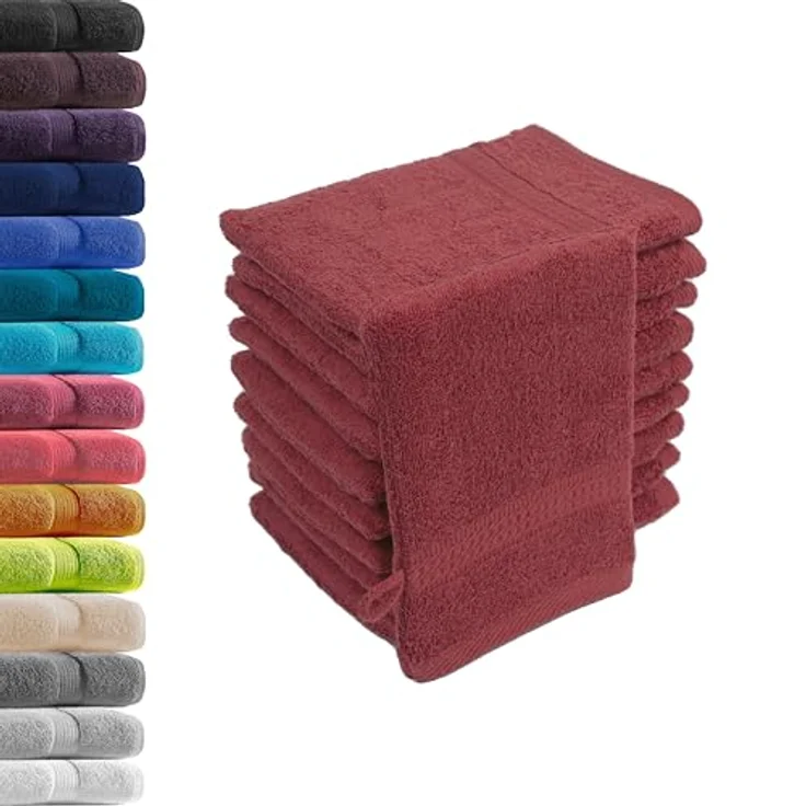 10er Set Waschhandschuhe Waschlappen Bordeaux 16x21 cm | 100% Baumwolle Frottier | Oeko-TEX® Standard 100 | Premium Qualität 500 g/m² – Bild 2