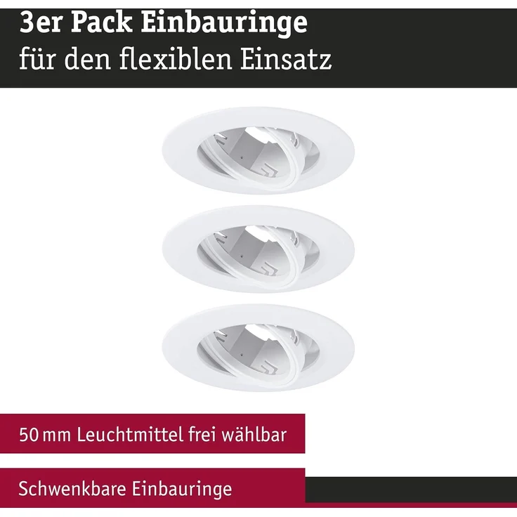 Paulmann LED Einbauleuchte 3er-Set weiß schwenkbar Ø 9 cm – Bild 2