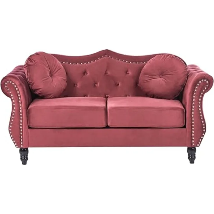 2-Sitzer Sofa Samtstoff dunkelrot SKIEN