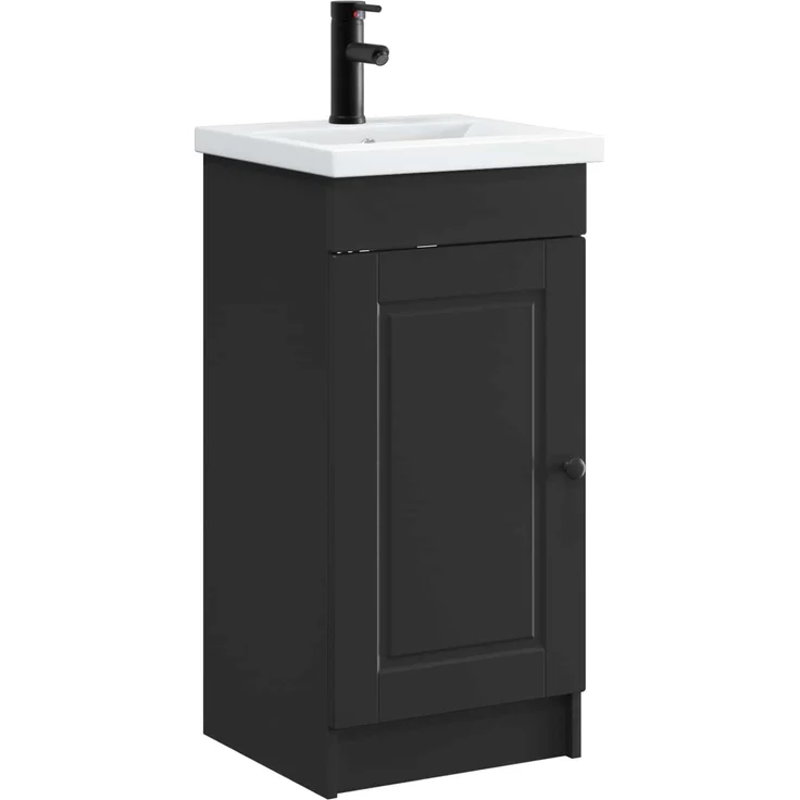 vidaXL Badezimmerschrank mit Waschbecken Schwarz 42 x 40 x 84,5 cm 890055 – Bild 1