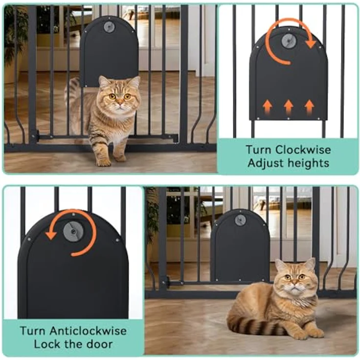 COMOMY Türschutzgitter für Babys, Treppenschutzgitter Ohne Bohren, für Breiten 75-123cm, Schließt Automatisch, Einhändiges Öffnen, Doppelter Schließmechanismus, Anti-Pinch-Drehpunkt-Design, Schwarz – Bild 3