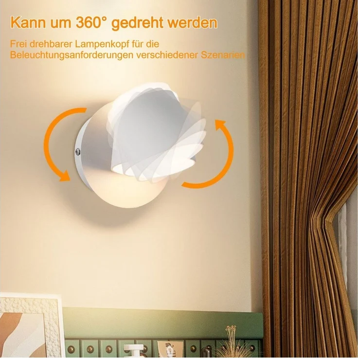BlingBin Wandleuchte LED Wandlampe Drehbare Bettleuchte Lesen Lampe, 8W LED Wandstrahler Auf und ab Einstellbarer Lichtstrahl, LED fest integriert, warmes Licht, Wandbeleuchtung für Schlafzimmer Wohnzimmer Flur Treppenhaus – Bild 1