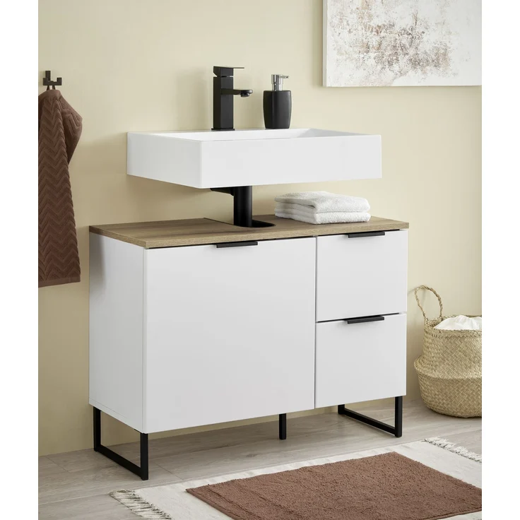 Badezimmer-Set >Denver< (2-tlg.) in weiß / Evoke Eiche Dekor - 80x195x35 (BxHxT) – Bild 3