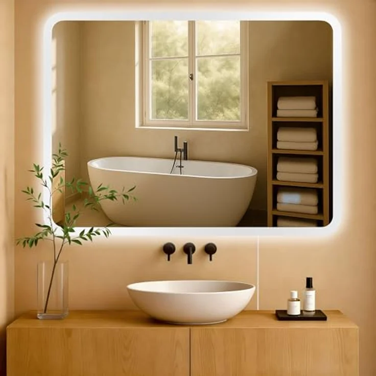 CLP Badspiegel Jericho Anti-Beschlag LED-Beleuchtung dimmbar 3 Licht-Modi,70x100 cm – Bild 4