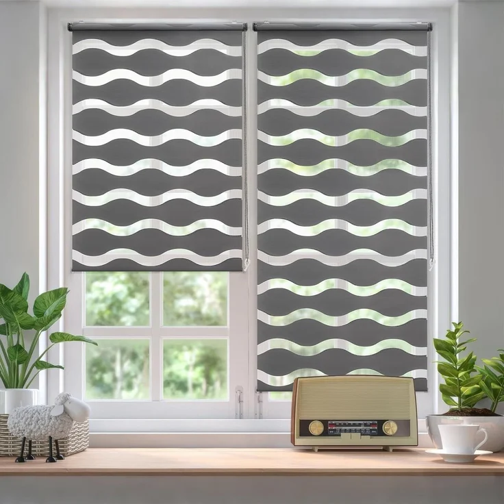 Sekey Doppelrollo Wellen Klemmfix ohne Bohren für Fenster, Doppelrollo 90 cm breit, Duo Rollo Welle Jalousie Sonnenschutz, 90x150cm, Dunkelgrau – Bild 2