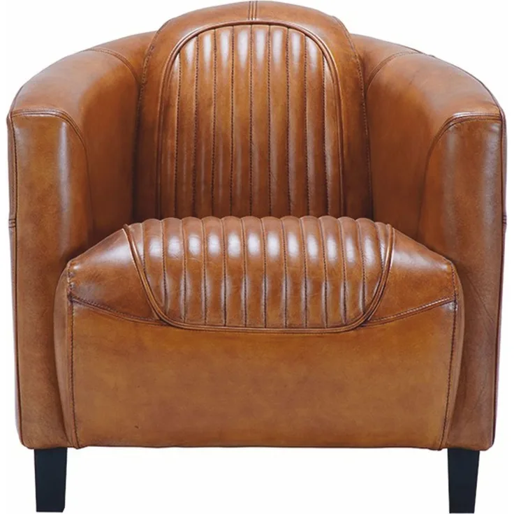 Casa Padrino Luxus Leder Sessel Braun / Schwarz 75 x 83 x H. 70 cm - Echtleder Wohnzimmer Möbel