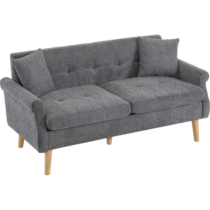 Merax Modernes Design, Polstermöbel, Chenille-Stoff, Doppelsofa, Polstersofa, Sofa mit dicken Kissen, geeignet für Wohnzimmer, Schlafzimmer, grau – Bild 9