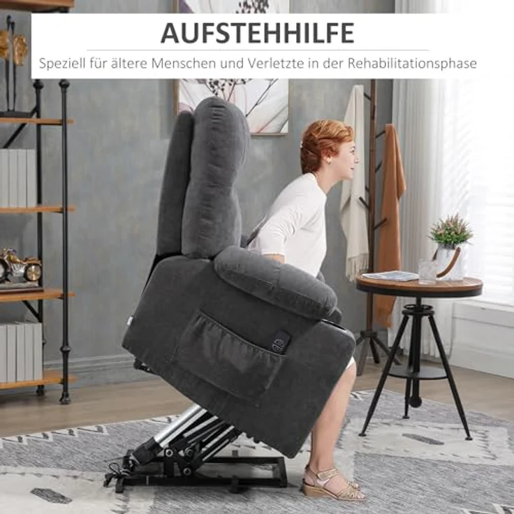 HOMCOM Massagesessel Sessel mit Aufstehhilfe, Elektrischer Kinosessel mit Massagefunktion (1-St) – Bild 5