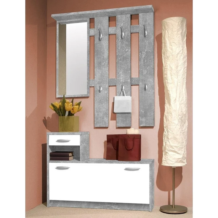 Garderoben-Set >Selene< in Beton - 100x190x25cm (BxHxT) – Bild 3