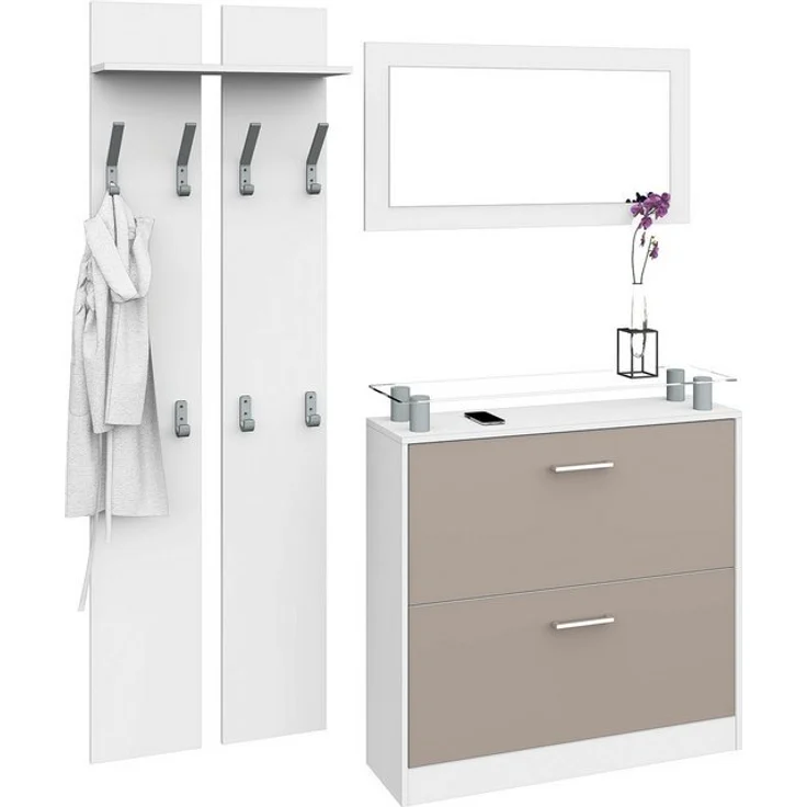 borchardt Möbel Garderoben-Set Finn, (Set, 3-St), mit Glasablage – Bild 4