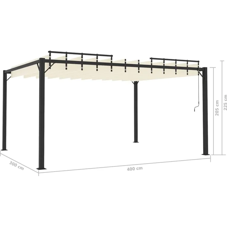 vidaXL Pergola mit Lamellendach 3x4 m Creme Stoff und Aluminium 313927 – Bild 8