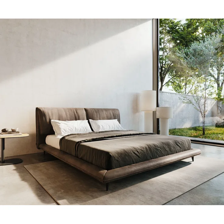Polsterbettgestell Cusino 180x200 cm Mikrofaser Taupe Vintage
