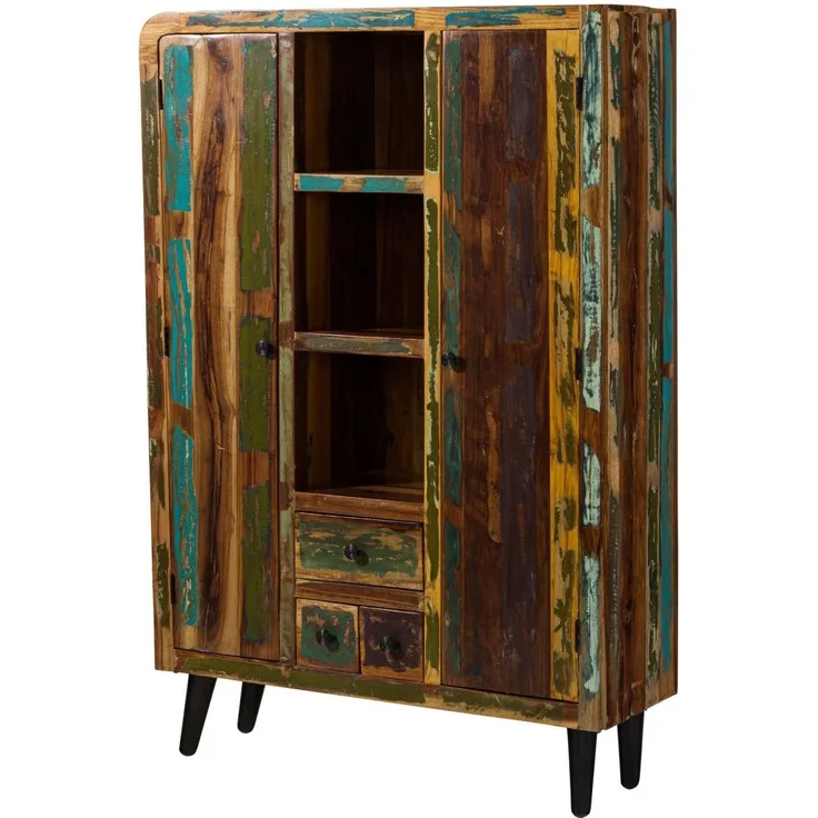 Highboard Altholz 115x40x170 mehrfarbig lackiert SIXTIES #108
