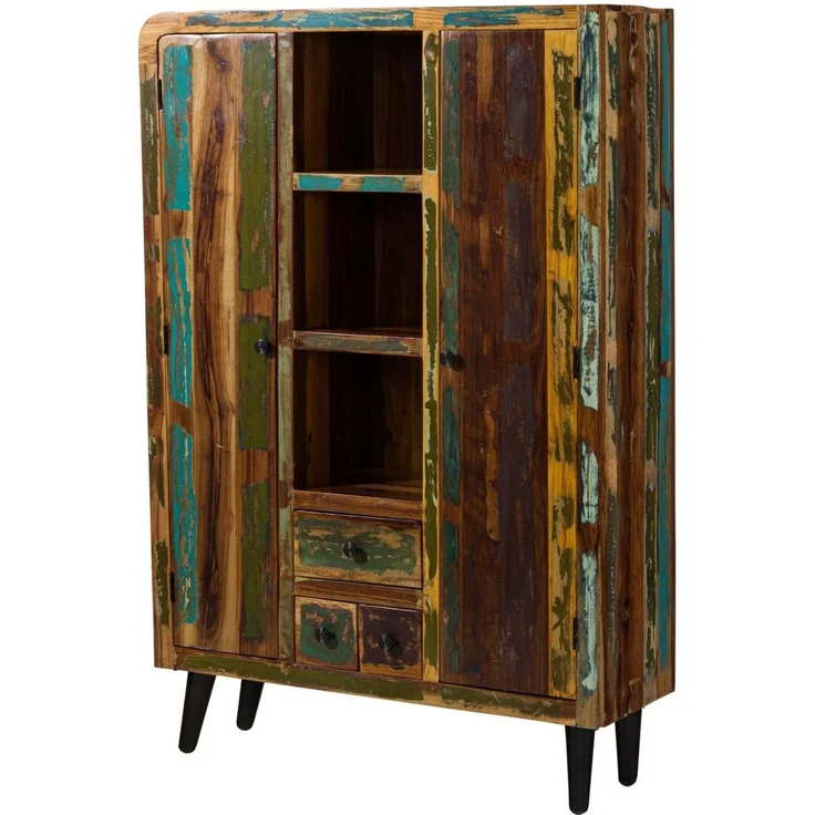 Highboard Altholz 115x40x170 mehrfarbig lackiert SIXTIES #108 – Bild 1
