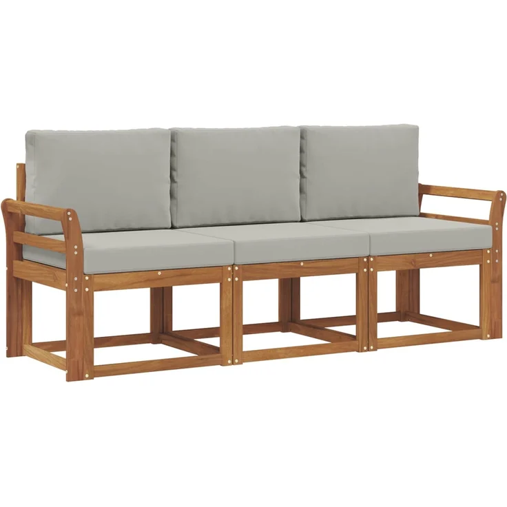 vidaXL Outdoor-Sofagarnitur 3 stk. 3-Sitzer Natur und Hellgrau 3365939 – Bild 2
