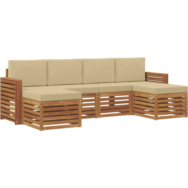 vidaXL Outdoor-Sofagarnitur 6 stk. 6-Sitzer Natur und Beige 3375258 – Bild 2