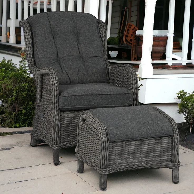 osoltus Sandy Stone Set Outdoor Ohrensessel m. Hocker Anthrazit – Bild 2