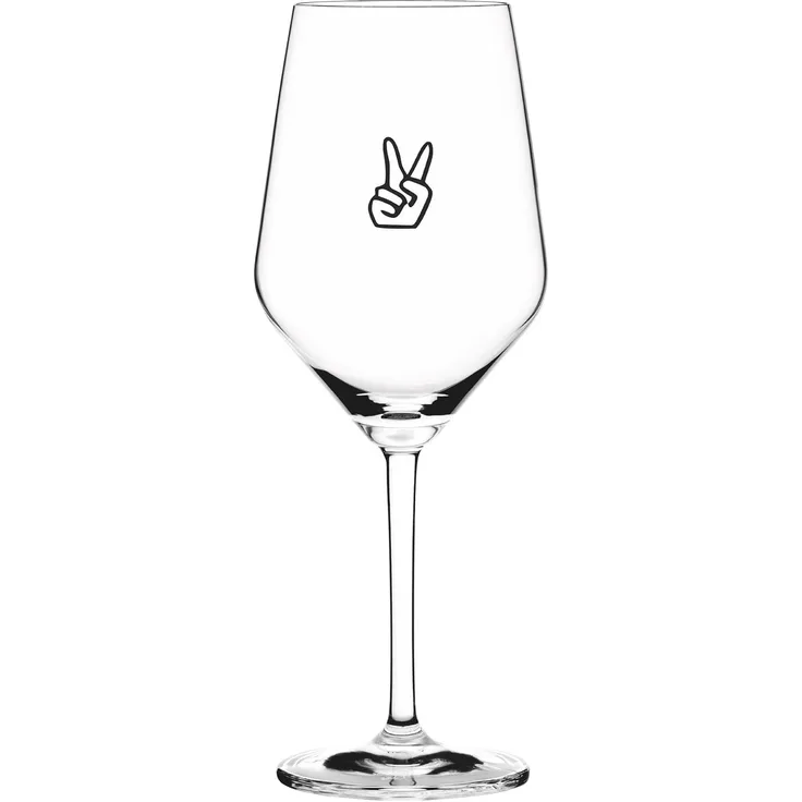 Sand & Soda 9500008 Modernes Weinglas mit trendigem Motiv Peace, Geschenkbox – Made in Germany