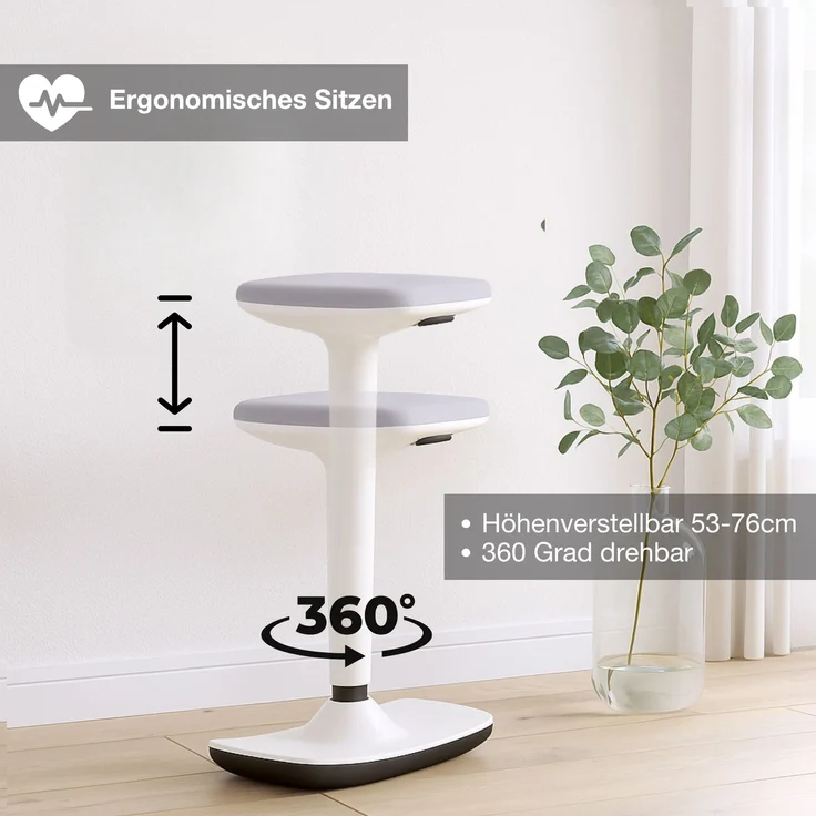 ASSMANN Steh-Sitzhocker Bari Weiß 44x24x53cm Kunststoff – Bild 3