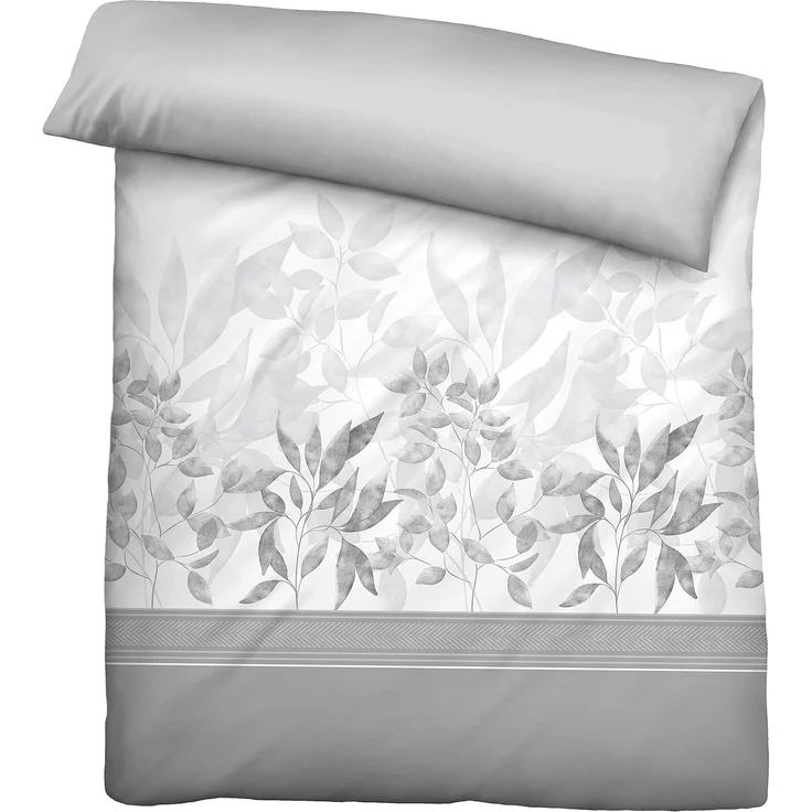 biberna Baumwoll-Satin Bettwäsche FLORAL, grau, 1x 135x200 cm + 1x 40x80 cm + 1x 80x80 cm – Bild 2