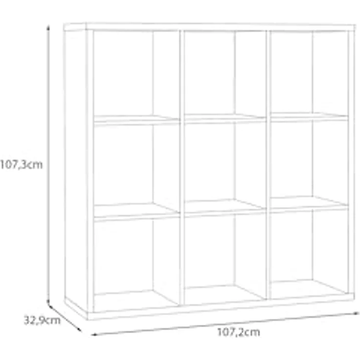 Raumteilerregal >MAURO< 9 Fächer, in Sandeiche - 107,2x107,3x32,9cm (BxHxT) – Bild 6