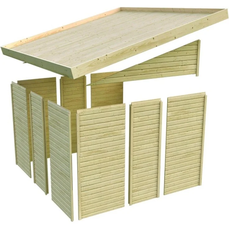 Karibu Gartenhaus Bomlitz 3 Anlehnhaus 19mm terragrau – Bild 4