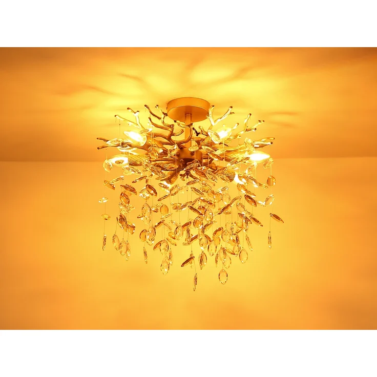 LED Deckenleuchte Gold 6-flammig Glas Kristall 2-farbig Ø 50cm – Bild 6