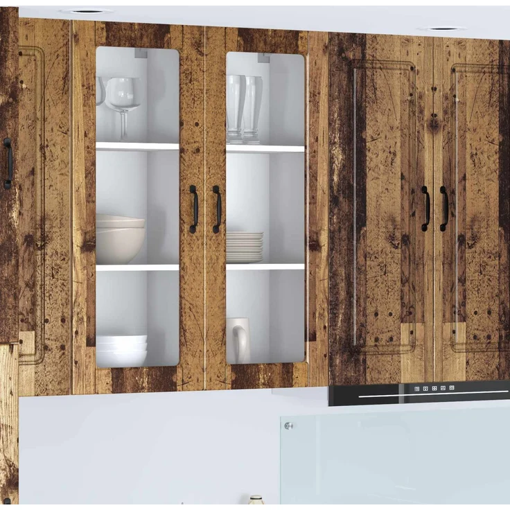 vidaXL Wandglas-Schrank PORTO Altholz 40 x 31 x 100 cm Holzwerkstoff 885453 – Bild 1
