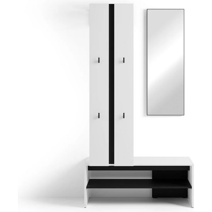byLIVING Kompaktgarderobe Dielen - Set Nante (2-St) maximale Ordnung auf wenig Fläche mit Spiegel, Kleiderstange und Haken – Bild 1