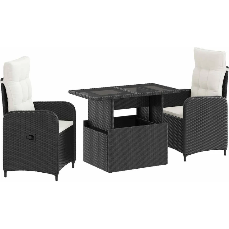 vidaXL Outdoortisch-Set 3 stk. Schwarz und Cremeweiß 100 x 55 x 73 cm 3422402 – Bild 2