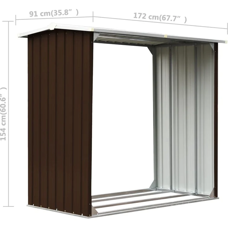 vidaXL Brennholzlager Verzinkter Stahl 172x91x154 cm Braun 47081 – Bild 6