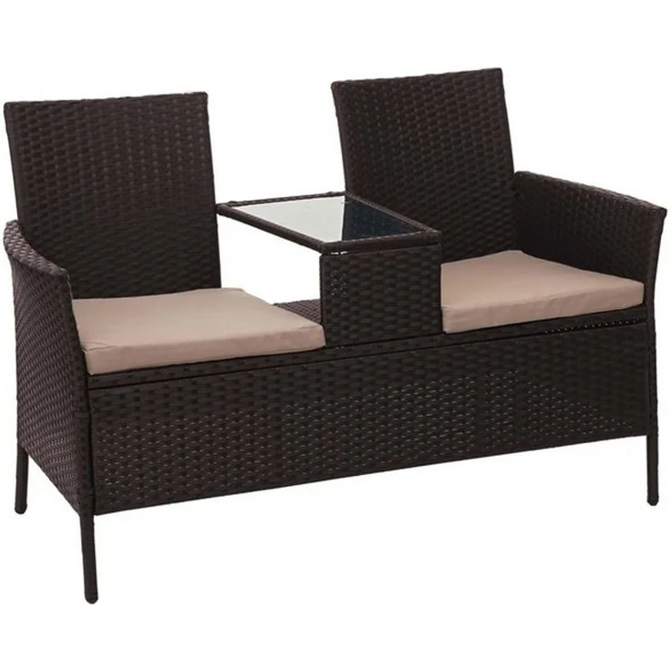 MCW Gartenbank MCW-E24, Poly-Rattan, mit Armlehnen, Bezüge mit Reißverschluss, wasserabweisend – Bild 4