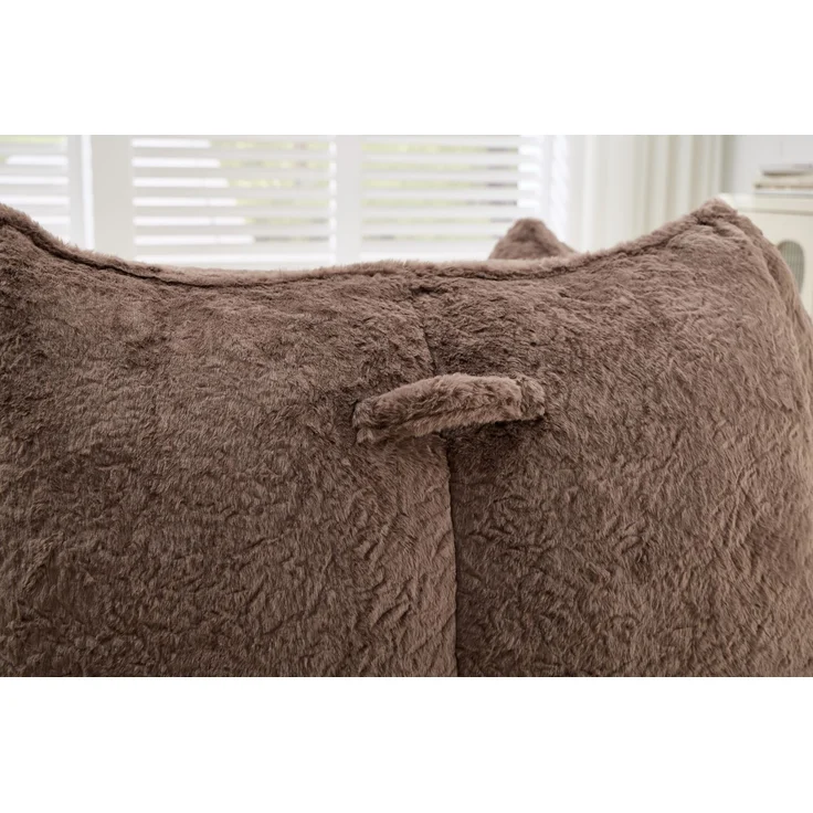 Riesiger Sitzsack für Erwachsene und Kinder, Sitzsack-Sofa mit Kunstfellbezug, Kissen und Hocker, bequemes Lese- und Spielsofa für Schlaf- und Wohnzimmer, Khaki--khaki--123x157x73cm--YOUDENOVA – Bild 10