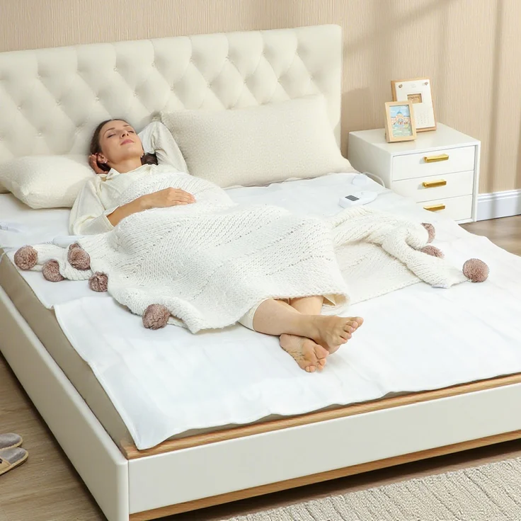 JARDJ Heizdecke mit zwei Temperaturreglern, 5 Heizstufen, 10-Stunden-Timer, 160x140 cm, weiß – Bild 4