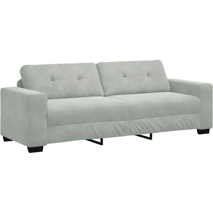 vidaXL 3-Sitzer-Sofa Hellgrau 220x78x80 cm Samt 4105134 – Bild 2
