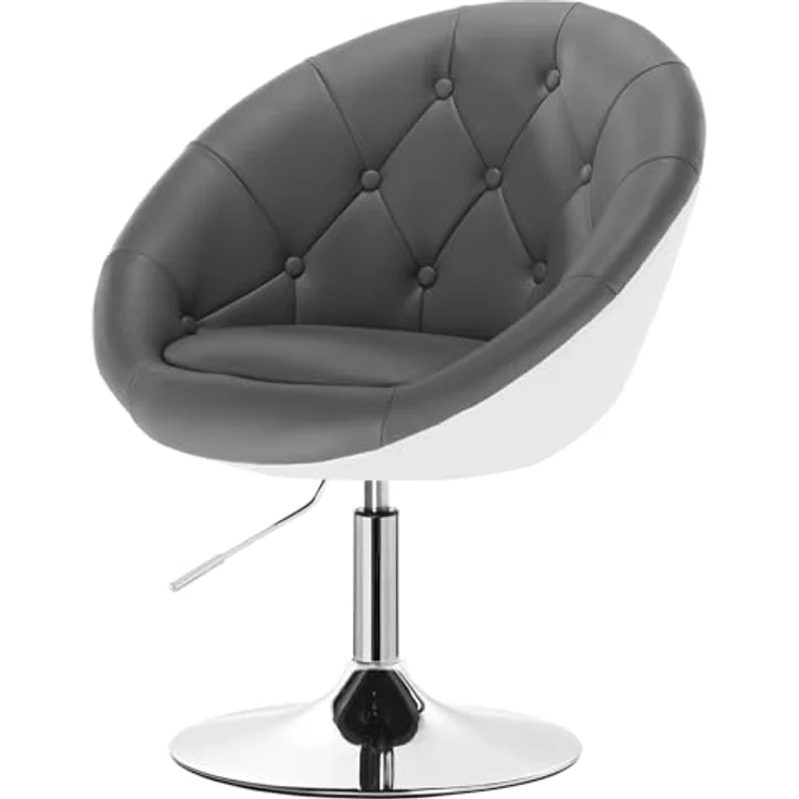 WOLTU® BH41grw-1 1 x Barsessel Loungesessel mit Armlehne Kunstleder 2 farbig Grau+Weiß – Bild 10