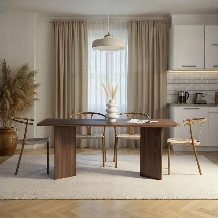 Modern Walnut Dining Table, 180 x 90 x 75 cm | 100% Melamine Coated Particle Board, 25 mm Thick | Stylish & Durable, Perfect for Family Meals & Gatherings, 70 kg Bearing Capacity – Bild 3