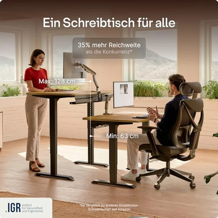 Desktronic Höhenverstellbarer Schreibtisch aus massivem Eichenholz (200x80 cm) – Elektrisch höhenverstellbar mit flüsterleisem Dual-Motor & Touchscreen – Hohe Tragfähigkeit – Stehtisch HomePro – Bild 8