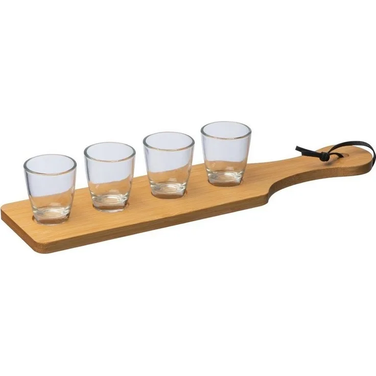 Macma Schneidebrett Schnapsgläser-Set / 5tlg mit 4 Schnapsgläser zu je 3cl